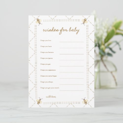 Honey Bee Baby Shower Wishes For Baby Cards