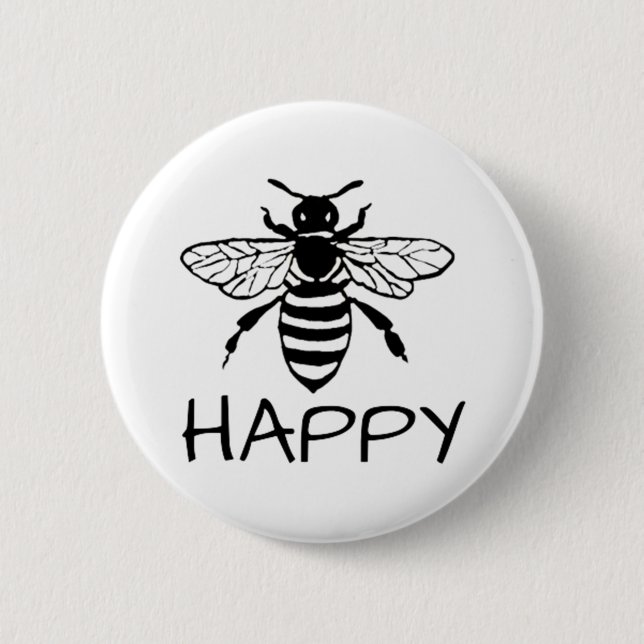 Honey Bee/ Be Happy Button (Front)