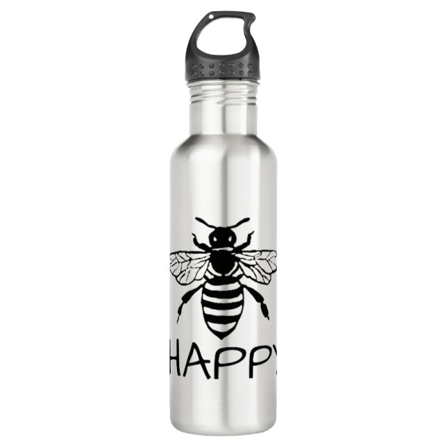 Honey Bee/ Be Happy Stainless Steel Water Bottle (Front)