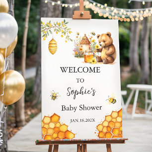 Honey Bee Bear Baby Shower Poster Foam Boards