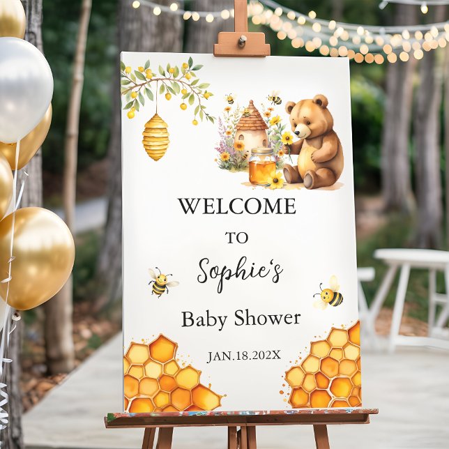 Honey Bee Bear Baby Shower Poster Foam Boards (Creator Uploaded)