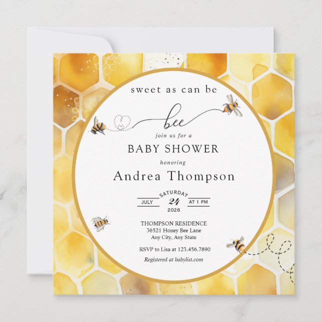 Honey Bee |  Bee Baby Shower Invitation (Front)