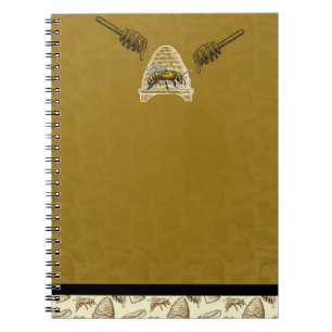 Honey Bee Beehive Golden Yellow Vintage Natural Notebook