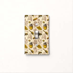 Honey Bee Beehive Golden Yellow Vintage Organic Light Switch Cover