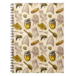 Honey Bee Beehive Golden Yellow Vintage Organic Notebook