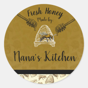 Honey Bee Beehive Homemade Personalized Natural Classic Round Sticker