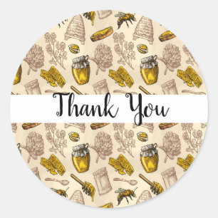 Honey Bee Beehive Vintage Organic Natural Rustic Classic Round Sticker