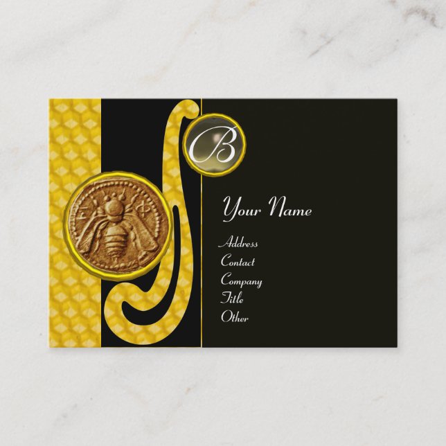 HONEY BEE ,BEEKEEPER APIARIST MONOGRAM BUSINESS CARD (Front)