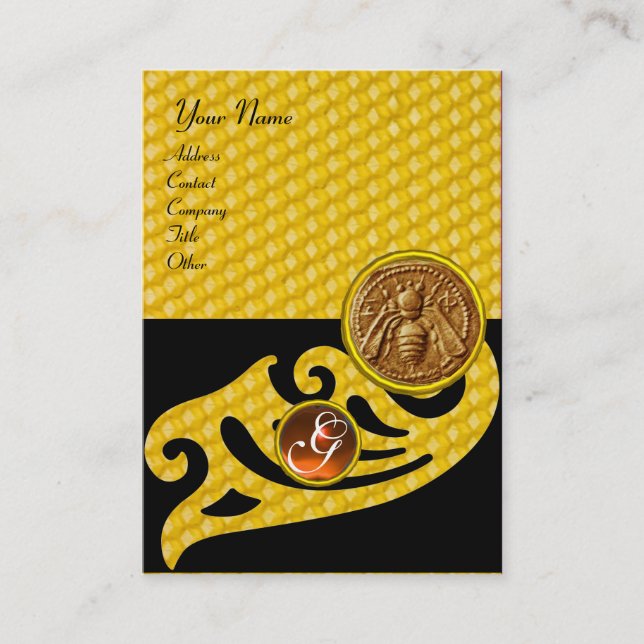 HONEY BEE ,BEEKEEPER APIARIST MONOGRAM BUSINESS CARD (Front)