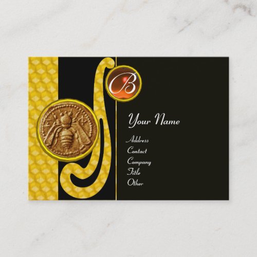 HONEY BEE BEEKEEPER APIARIST MONOGRAM BUSINESS CARD