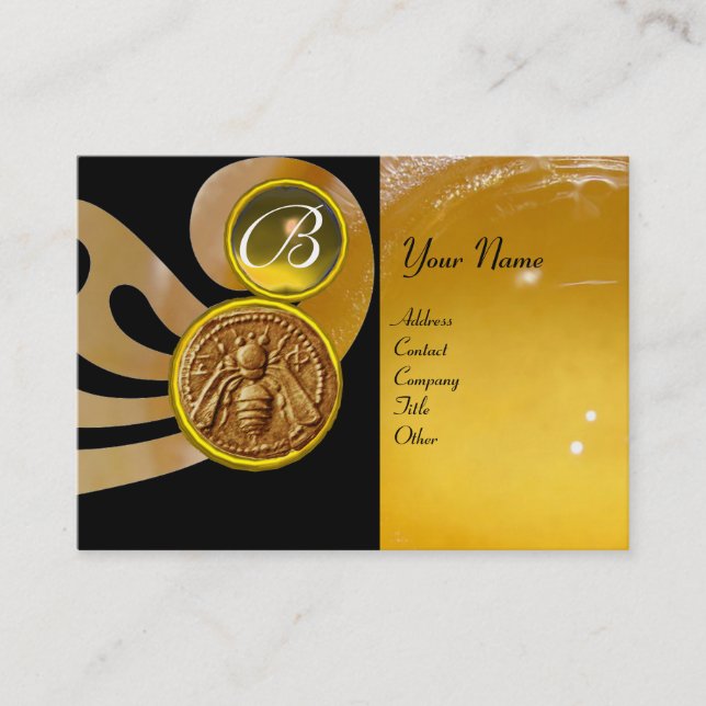 HONEY BEE ,BEEKEEPER APIARIST MONOGRAM BUSINESS CARD (Front)