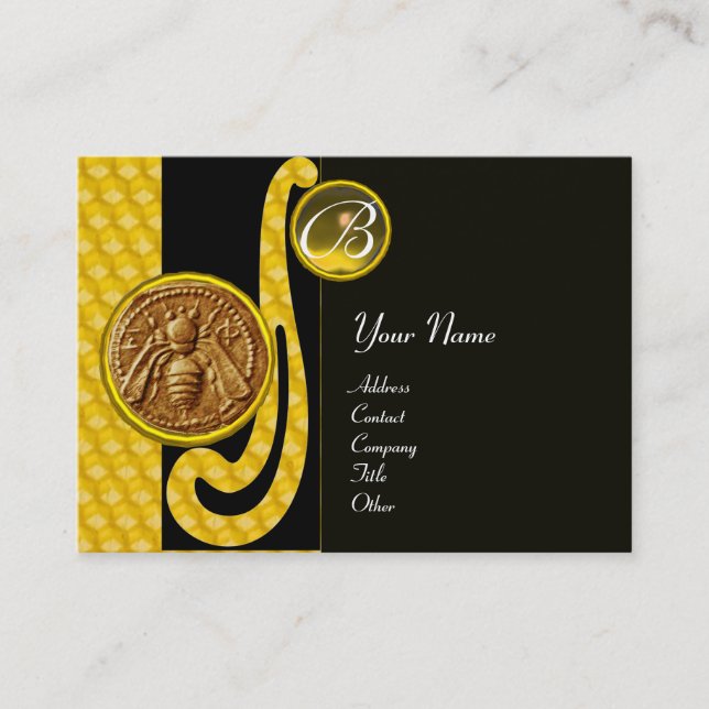 HONEY BEE ,BEEKEEPER APIARIST MONOGRAM BUSINESS CARD (Front)