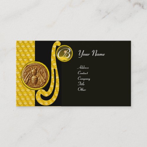 HONEY BEE BEEKEEPER APIARIST MONOGRAM BUSINESS CARD