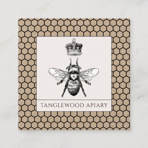 Honey Bee Beekeeper Apiary Honeycomb Kraft Square Business Card