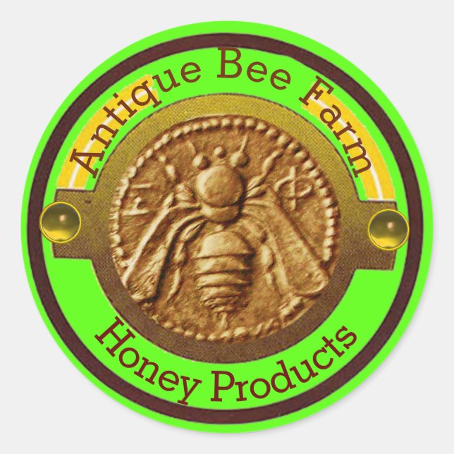 HONEY BEE / BEEKEEPER BEEKEEPING Light Green Classic Round Sticker (Front)