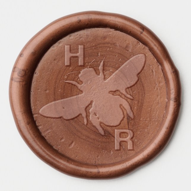 HONEY BEE BEEKEEPER BEEKEEPING MONOGRAM WAX SEAL STICKER (Front)