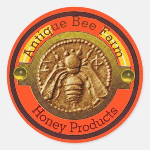 HONEY BEE  BEEKEEPER BEEKEEPING Orange Classic Round Sticker