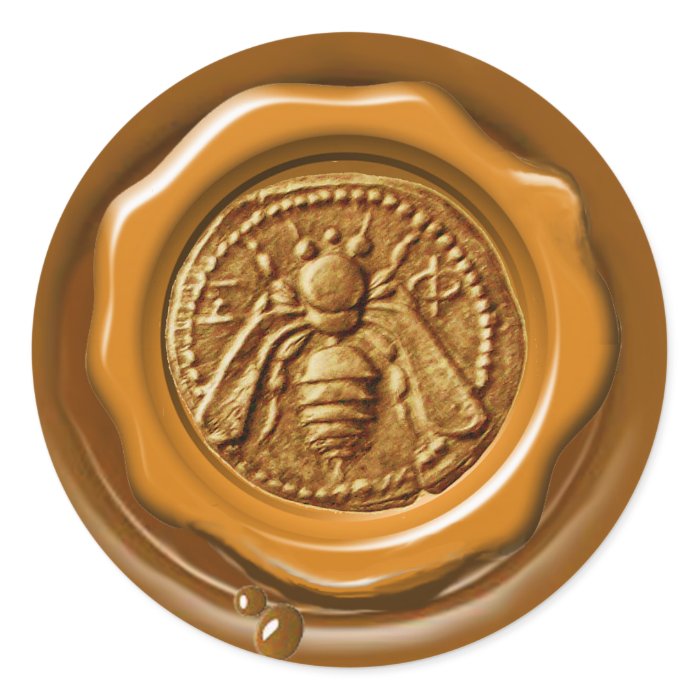 HONEY BEE BEEKEEPER BEEKEEPING RED BROWN WAX SEAL ROUND STICKERS