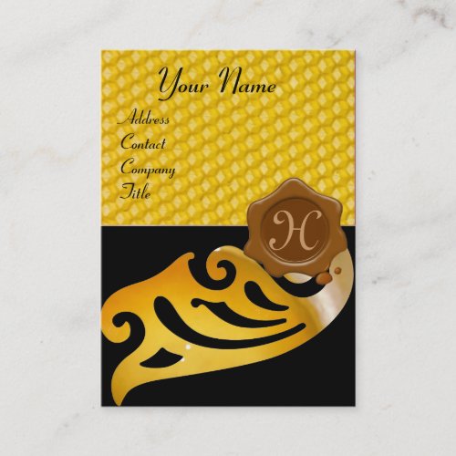 HONEY BEE BEEKEEPER BROWN WAX SEAL MONOGRAM BUSINESS CARD