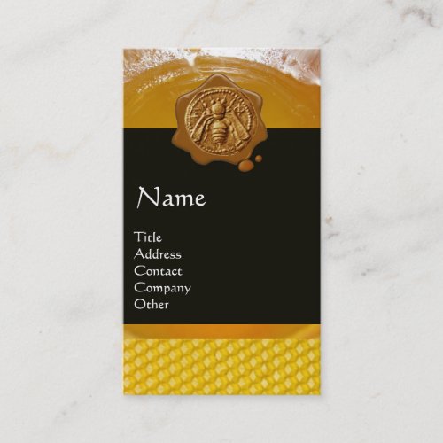 HONEY BEE BEEKEEPER BROWN WAX SEAL MONOGRAM BUSINESS CARD