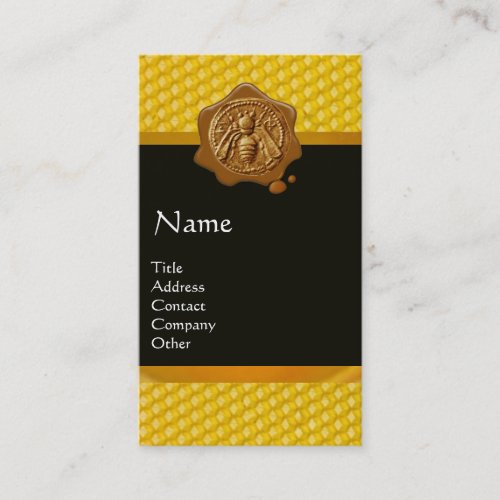 HONEY BEE BEEKEEPER BROWN WAX SEAL MONOGRAM BUSINESS CARD