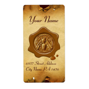 HONEY BEE ,BEEKEEPER  BROWN WAX SEAL  Parchment Label