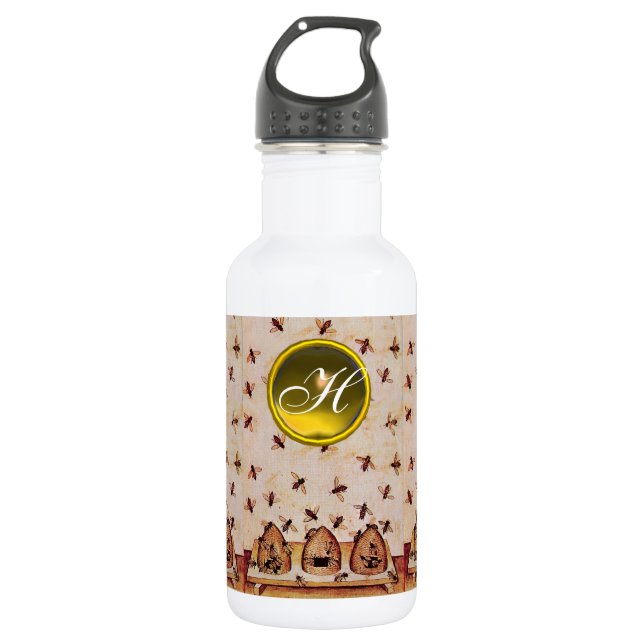 HONEY BEE ,BEEKEEPER,Gemstone Monogram Water Bottle (Front)