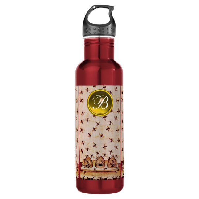 HONEY BEE ,BEEKEEPER,Gemstone Monogram Water Bottle (Front)