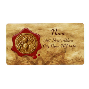 HONEY BEE ,BEEKEEPER RED WAX SEAL,Brown Parchment Label