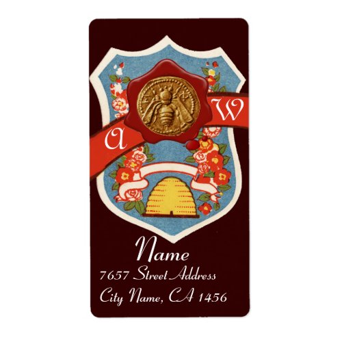 HONEY BEE BEEKEEPER RED WAX SEAL CREST MONOGRAM LABEL