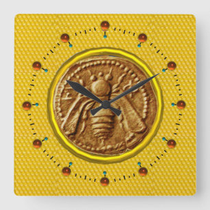 HONEY BEE ,BEEKEEPER SQUARE WALL CLOCK