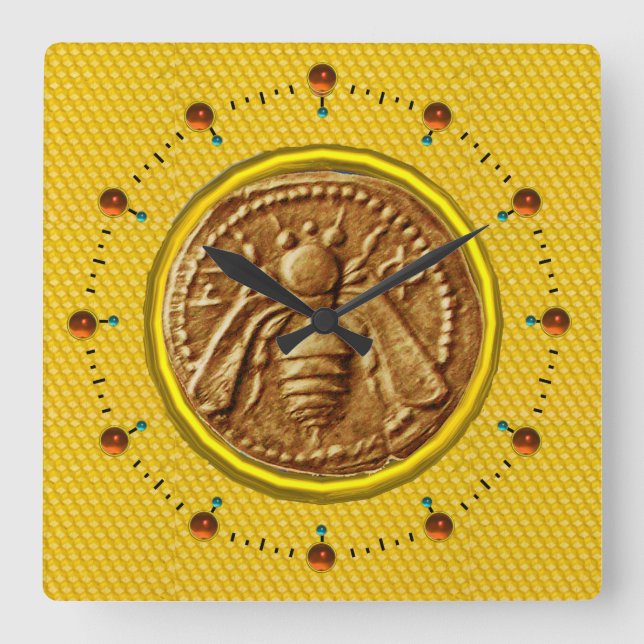 HONEY BEE ,BEEKEEPER SQUARE WALL CLOCK (Front)