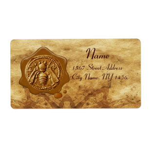 HONEY BEE ,BEEKEEPER WAX SEAL,Brown Parchment Label