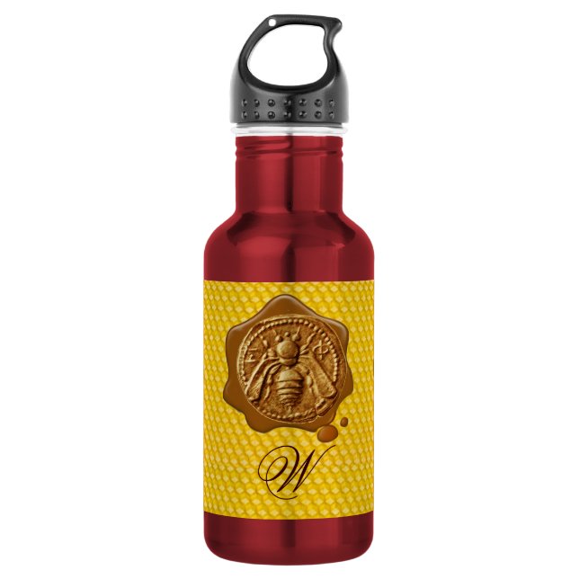 HONEY BEE ,BEEKEEPER,WAX SEAL MONOGRAM WATER BOTTLE (Front)
