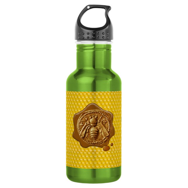 HONEY BEE ,BEEKEEPER,WAX SEAL STAINLESS STEEL WATER BOTTLE (Front)