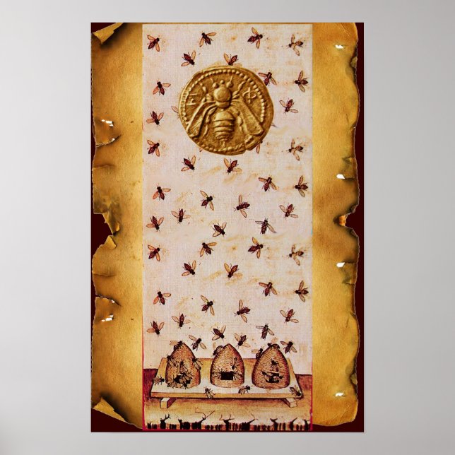 HONEY BEE ,BEEKEEPING,BEEKEEPER PARCHMENT POSTER (Front)