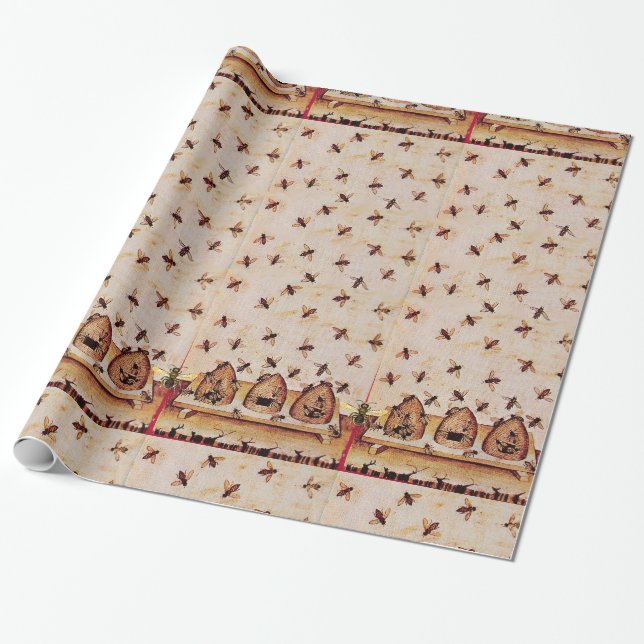 HONEY BEE ,BEEKEEPING -BEEKEEPER SUPPLIES WRAPPING PAPER (Unrolled)
