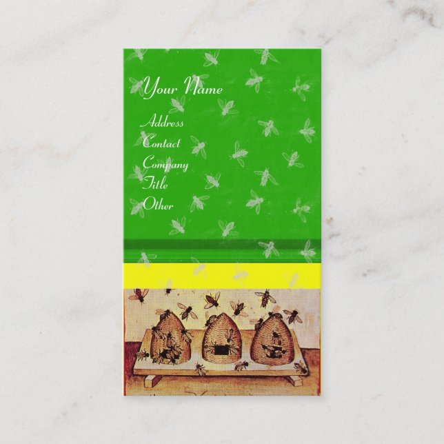 HONEY BEE ,BEEKEEPING ,green Business Card (Front)