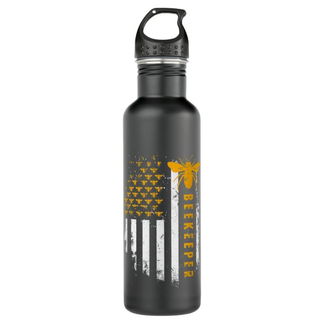Honey Bee beekeeping hive Beekeeper  Stainless Steel Water Bottle (Front)
