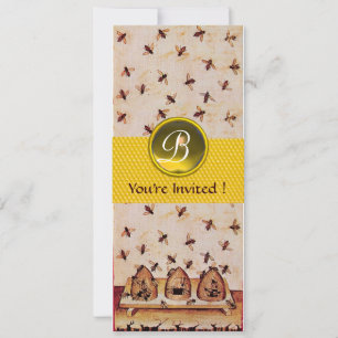 HONEY BEE ,BEEKEEPING Monogram Invitation