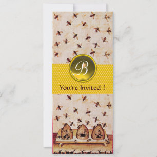 HONEY BEE ,BEEKEEPING Monogram Invitation