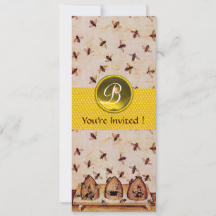 HONEY BEE ,BEEKEEPING Monogram Invitation