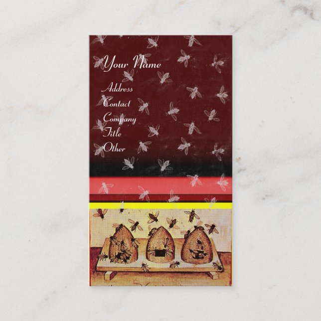 HONEY BEE ,BEEKEEPING ,red Business Card (Front)