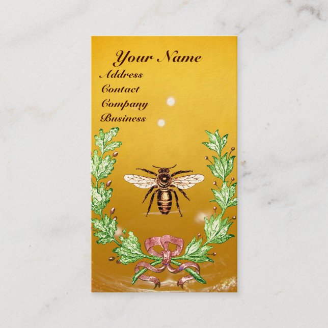 HONEY BEE BEEKEEPING WREATH RED WAX SEAL MONOGRAM BUSINESS CARD (Front)