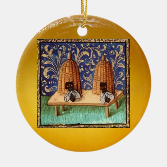 HONEY BEE, BEEKEPER BEEKEEPING APIARIST CERAMIC ORNAMENT (Front)