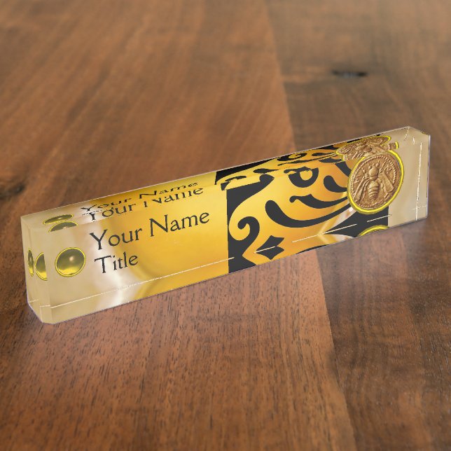 HONEY BEE,BEEKEPER, BEEKEEPING SUPPLIES Yellow Gem Desk Name Plate (Side)