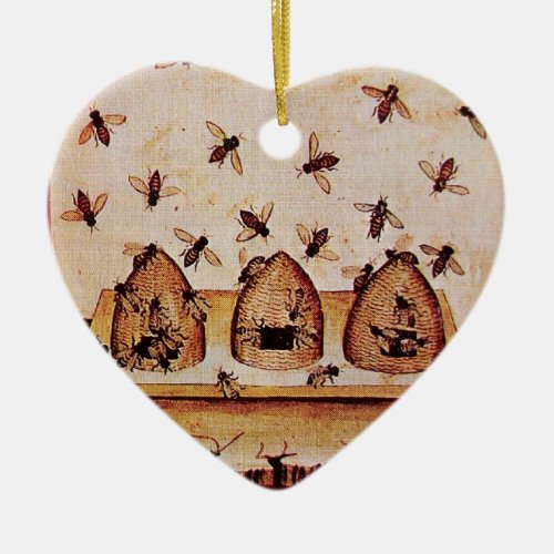 HONEY BEE BEEKEPER Heart Ceramic Ornament