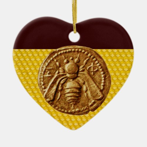 HONEY BEE BEEKEPER Heart Ceramic Ornament