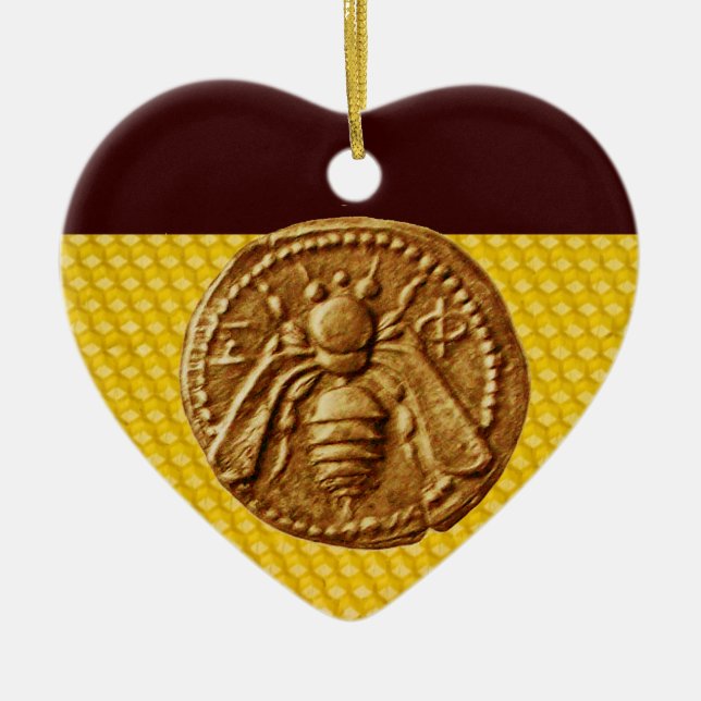 HONEY BEE, BEEKEPER Heart Ceramic Ornament (Front)