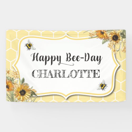 Honey Bee Birthday Banner Party Backdrop